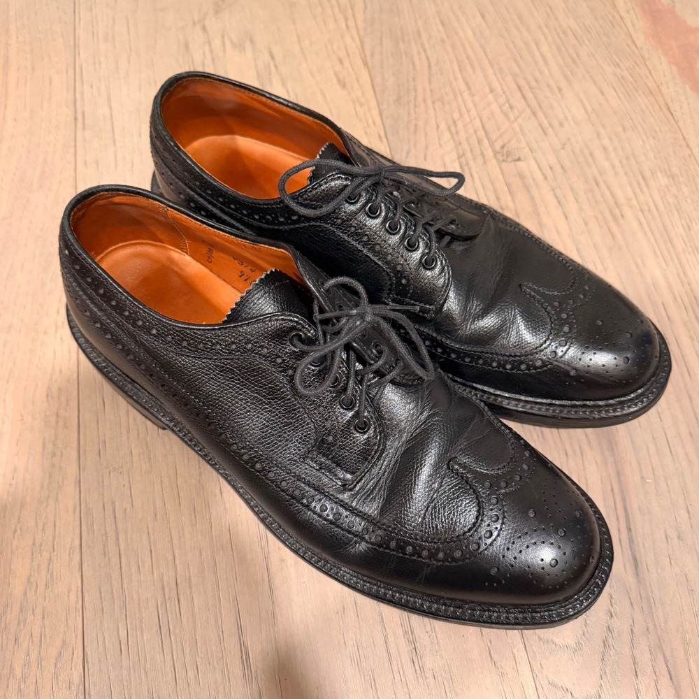 Alden x J.Crew 97690 Black Alpine Grain Longwing Blucher LWB 8.5 B/D Barrie Last
